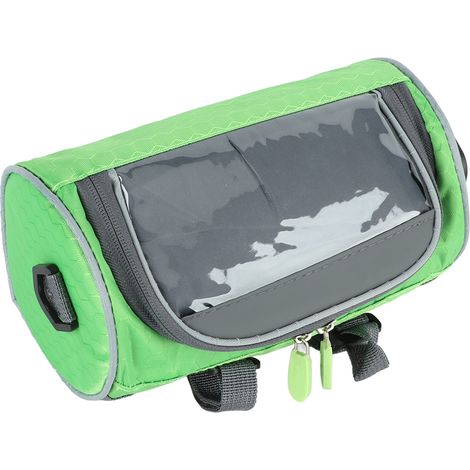 Wasserdichte Fahrradlenkertasche, Fronttasche mit abnehmbarem Schultergurt für Mobiltelefon (grün) (1/5)