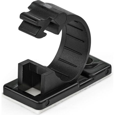 100 Clips de Gestión de Cableado Adhesivos - Negro - Organizador de Cableado para Escritorios/Oficinas - Mordaza de Nylon Autoadhesiva con Clasificaci (1/3)