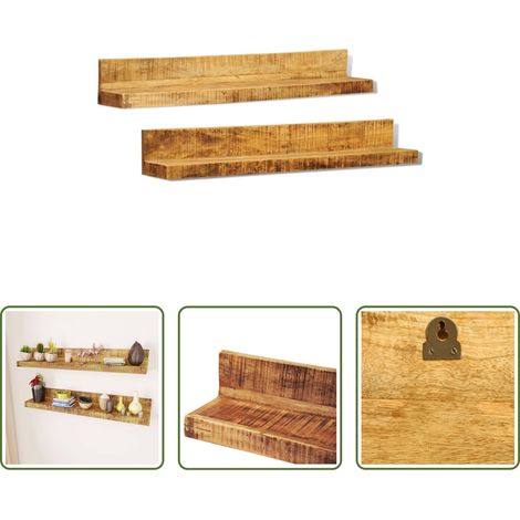 Holzregal - Wandregale 2 Stk. Massivholz (1/5)