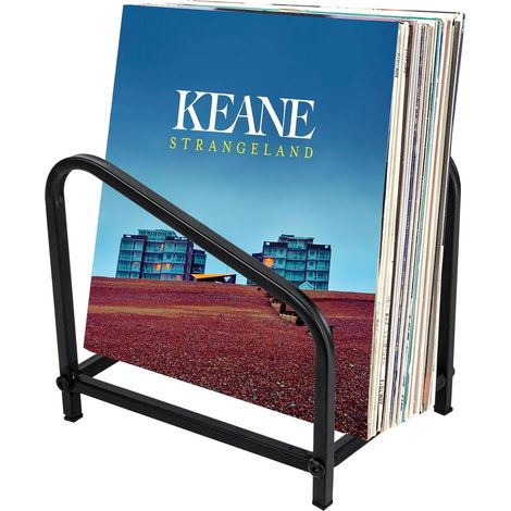 Support de rangement en métal pour disques vinyles, livres, magazines, vintage, jusqu'à 15-30 LP, noir (1/5)