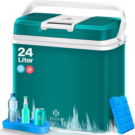 KESSER® Nevera portátil 24 L, 12/230 V, enfría y calienta, A+++ - Verde petróleo (1/5)