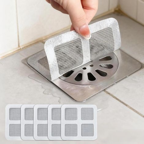 Packung mit 20 Einweg-Abflussabdeckungen (10 x 10 cm) – Netzaufkleber für Bad/Waschküche/Badewanne/Küche/Spüle, fangen menschliche und tierische Haare auf (1/3)