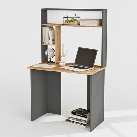 Schreibtisch mit platzsparendem Bücherregal für das Home Office Cavel - Anthrazit