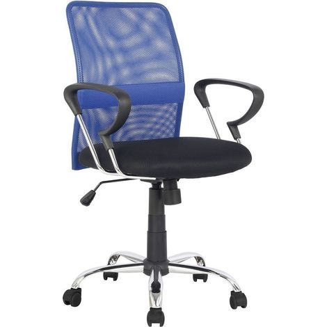 Chaise Espagnole Salamanca - Fauteuil, Chaise de Bureau, Simili Cuir, Bleu, 59x58,5x105 (1/5)