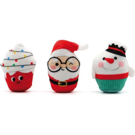 Set 3 pezzi Gioco Gatto Xmas Cupcake 8 cm soggetti assortiti