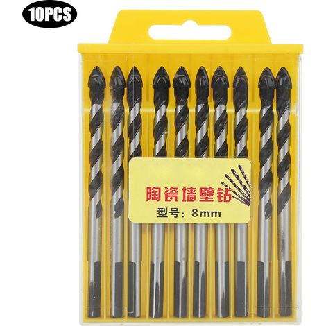 Jeu de 10 forets hélicoïdaux triangulaires robustes et durables pour perforer le bois, la céramique et les carreaux muraux. (1/5)