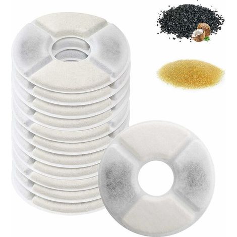 Filtre Fontaine Eau Chat, 12 pcs Filtres de Remplacement de Fontaine pour Chat Chien, Filtres de Rechange avec Charbon Actif et Résine échangeuse d'Ions (1/4)