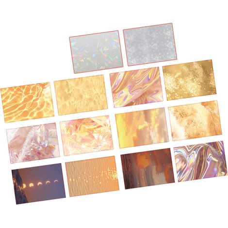 [Holografische Aufkleber] Premium-Set mit 14 holografischen Aufklebern, strapazierfähige PET-Folie, für Scrapbooking, Geschenke, Fotoalben, Gelb (1/5)