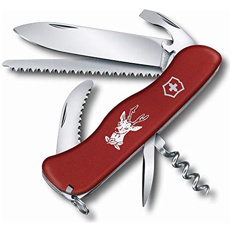 Grande coltello da tasca svizzero Victorinox Hunter Red 0.8573 con 12 funzioni Include una lama da caccia e uno strumento combinato. (1/4)