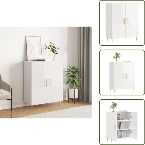 Sideboard Hochglanz-Weiß 69,5x34x90 cm Holzwerkstoff - Schreibtisch - Wohnzimmermöbel - Sideboard - Regal - Holzschrank (1/5)