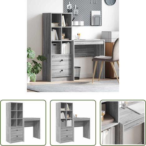 Schreibtisch mit Schubladen -  Schreibtisch mit Schubladen 2 pcs Graues Sonoma (1/5)