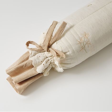paquet individuel, 48 x 11 cm Coussin cylindrique aux herbes en coton et lin pour la chambre française, noyau d'oreiller d'été en sarrasin sucré (1/5)