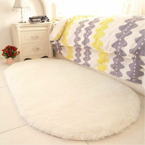 Tapis ovales moelleux pour chambre à coucher et salon Tapis à fourrure mignon pour chambre à coucher et dortoir pour garçons et filles Tapis flou pour la maison 2,6 "x 5,3" Bleu turquoise (1/5)