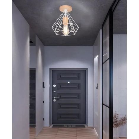 Moderne Plafonnier Industriel en Cage Diamant Vintage Style Edison pour Salon Chambre,25cm (1/4)