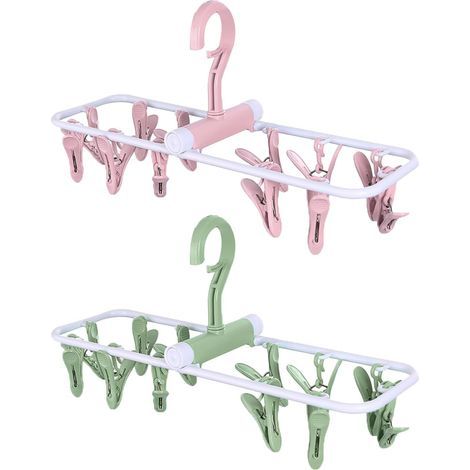 Lot de 2 séchoirs à linge, cintres coupe-vent, cintres de sous-vêtements, cintres de voyage, cintres pliables pour chaussettes, sous-vêtements et petites pièces (1/5)
