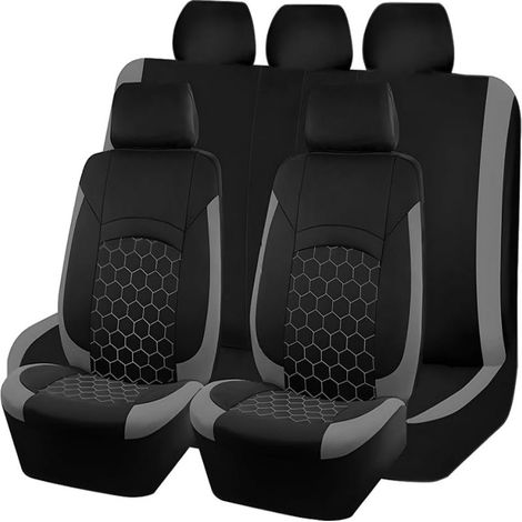 Komplettes Set Autositzbezüge aus wasserdichtem und atmungsaktivem Polyesterschaum, bestehend aus separaten Vorder- und Rücksitzbezügen sowie einem Innensitzkissen.