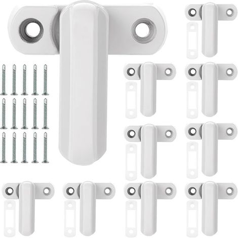 10 pièces Antivol de Sécurité Blanc Serrure de Fenêtre en Métal Verrous de Fenêtre Anti Blancs avec Vis en Alliage D'Aluminium Pour Divers Sécurité de La Maison UPVC/PVC et Porte et Fenêtre (1/5)