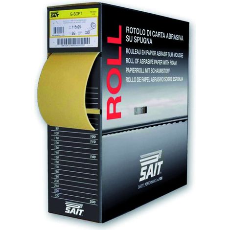 Sait CARTA ABRASIVA RI-SAITAC-SOF 5G mm. 115x25 mt.  grana 180 - 1 Rotolo