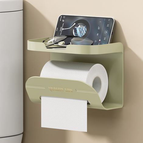 Porte-papier toilette mural, vert, 1811,713,7 cm, porte-papier toilette/porte-serviettes multifonctionnel sans perçage. (1/5)
