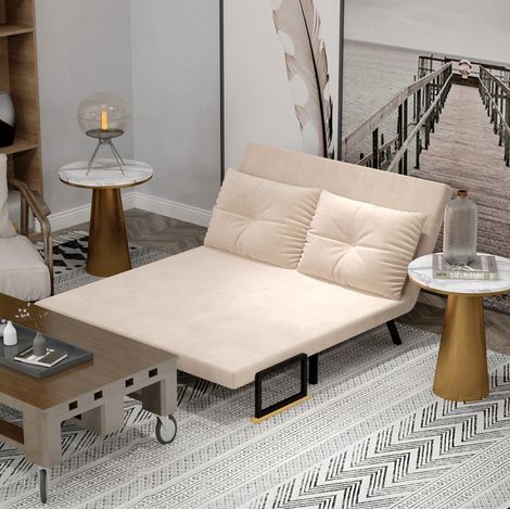 CHICFURN Divano letto 102 x 73 x 81 cm beige, schienale regolabile, per piccoli spazi (1/5)