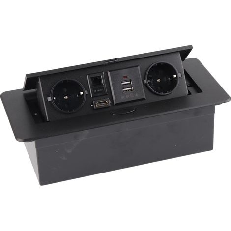 Prise de sol encastrable en aluminium moderne, étanche à la poussière, avec ports USB, RJ45 et prise vidéo, 250V CA (1/5)