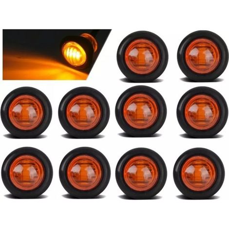 10 Mini-LED-Seitenmarkierungsleuchten mit Druckknopf, 24 V orange, runde 3/4-Zoll-Seitenmarkierungsleuchten, geeignet für LKWs, Anhänger und Traktoren. (1/5)