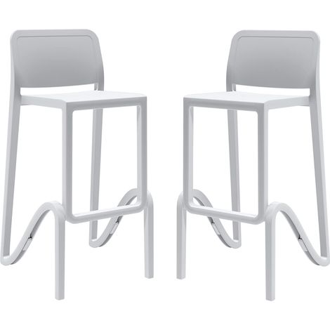 Tabouret Haut empilable pour intérieur et extérieur en polypropylène Teti Giano Blanc (1/5)