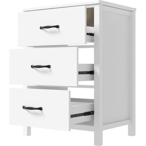 Mueble de baño con lavabo cerámico 61 x 47 x 83 cm MDF lacado blanco con 3 cajones HOMVRA (1/5)
