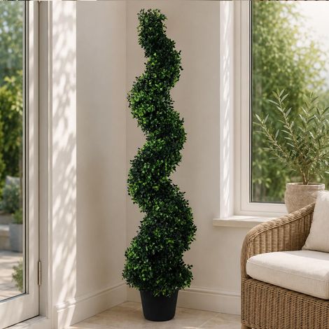 120cm Artificial Natural Boxwood Spiral Topiary Premium (1/5)