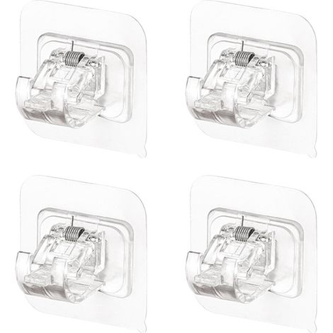 soportes para barra de cortina, autoadhesivos, no requieren perforación, de plástico y acero inoxidable, para baño y cocina. (1/5)