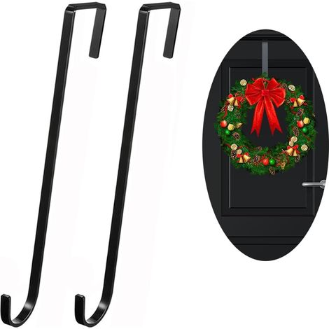 Stück Türhaken aus Edelstahl, 30 cm lang für Türkränze und Dekorationen – zum Aufhängen von Weihnachtsgirlanden und Halloween-Dekorationen (Schwarz) (1/5)