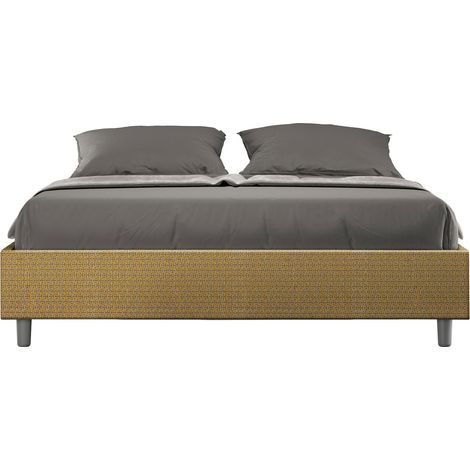 Letto Matrimoniale Sommier 160x190 cm con Rete e Contenitore Azelia Labirinto 06 Giallo (1/4)
