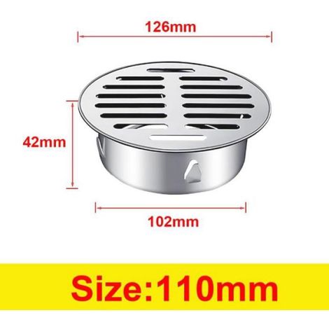 Drain de Plancher, Siphon de Sol Anti-Blocage de Balcon en Acier Inoxydable, Siphon de Sol pour Douche, Rond Anti-Blocage (110 Bo (1/5)