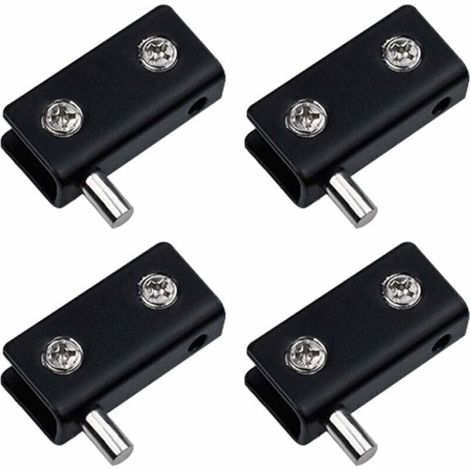 Lot de 4 charnières pivotantes, sans cadre pour porte en verre - Noir - Clips de porte en verre en acier inoxydable avec broche réglable - Kit de remplacement pour porte en verre de 5 à 6 mm
