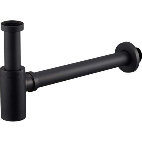 Universal Waschtisch- und Spülen-Siphon in Schwarz mit Reinigungsklappe, Design-Rohrsiphon (1/4)