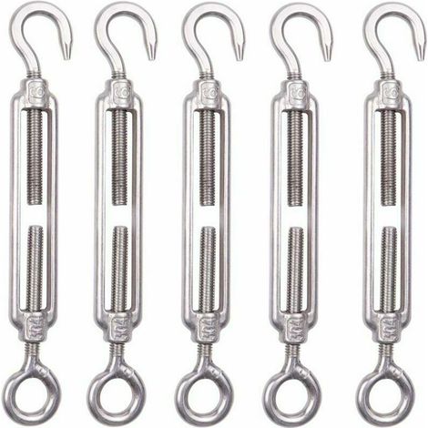 Lot de 5 tends de câble en acier inoxydable M6 6 mm tend de clôture crochet tend en acier inoxydable 304 tend de filet réglable pour corde câble corde à linge clôture de jardin, Superma (1/5)