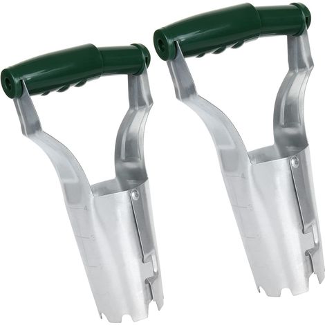 Lot de 2 jardinières à bulbes de jardin avec marque de profondeur, outil de transplantation d'ampoules galvanisées (1/5)