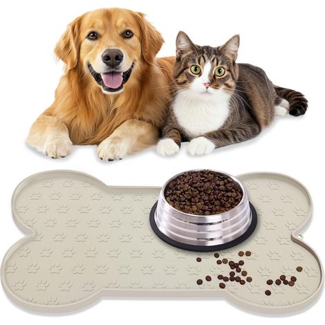 Tappetino impermeabile per l'alimentazione degli animali domestici, tappetino per cibo per cani e gatti, tappetino antiscivolo in silicone per ciotole, bordo rialzato per contenere le fuoriuscite, pro (1/5)