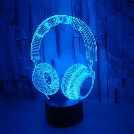 Kopfhörer-Headset mit 3D-Illusionslampe, 16-farbiges Nachtlicht, Smart