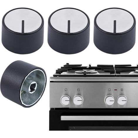 (noir)Pièces et accessoires pour tables de cuisson, 4 boutons de four, boutons de plaque de cuisson de 6 mm, boutons de commande universels pour plaques de cuisson à gaz (1/5)