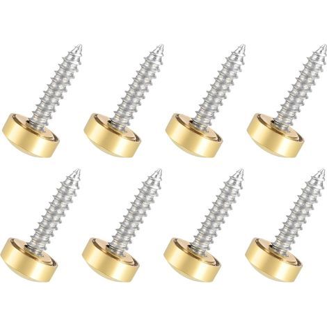 10mm Miroir Vis Cache Vis x 8PCS Poli Or Décoratif Capuchons Couverture Attaches pour Décoratif Miroir et Signe Publicité Matériel, [Or] (1/5)