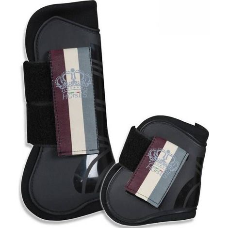 cob, Schwarz: CROWN STRIPES Pferdeschutzset mit Neoprenfutter