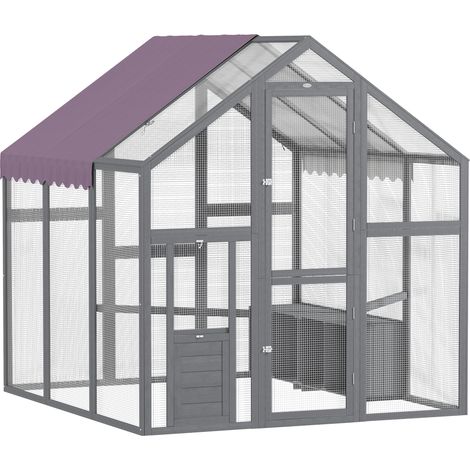 Poulailler avec toit imperméable, 2 pondoirs, 2 perchoirs, pour 6-8 poules, dimensions environ 1,7 x 1,8 x 1,8 m (1/5)