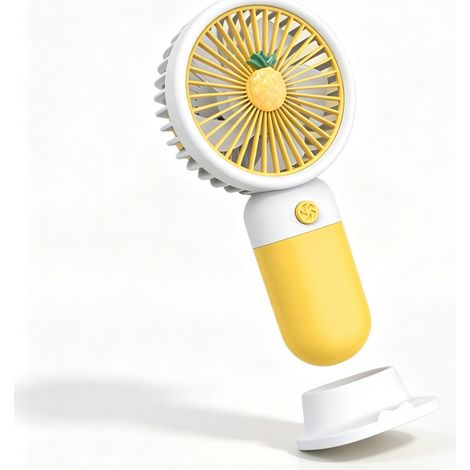 Mini ventilateur portable rechargeable – Ventilateur de bureau avec 3 vitesses – Design fruit mignon pour été – Ventilateur compact pour chambre, dortoir et bureau (1/5)