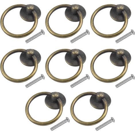 8 Pcs Bouton de Porte Vintage Poignee de Meuble Ronde Poignée D'armoire Classique Tiroir Bague Poignée de Traction Poignées de Tirage Antique Bouton de Meuble pour Cuisine Armoire Placard Commode (Bro
