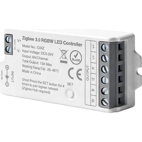 Contrôleur LED ZigBee 3.0 : Bande LED RGB C04Z, variateur PWM intelligent compatible Echo et HomeKit, pont ZigBee requis, 5-24 V CC, pour éclairage intelligent individuel (1/5)
