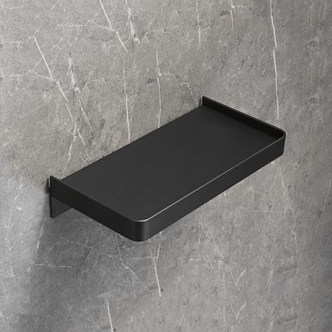 royaluxe - Toilet Holder with Phone Self, Stick on Toilet Roll Holder for Bathroom, SUS 304 Stainless Steel, Brossé et résistant à l'usure(Noir, installation perforée) (1/4)