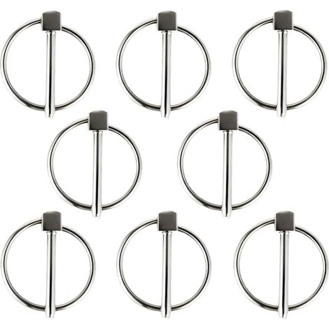 Goupille de sécurité ronde en acier inoxydable, 8 pièces de 3 mm de diamètre, goupille de sécurité pour remorque, fermetures à goupille pour hippodromes, ferme, pelouse (1/5)