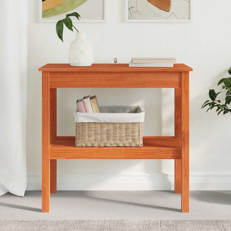 vidaXL Tavolo consolle con lo scaffale Marrone Cera 80 x 40 x 75 cm