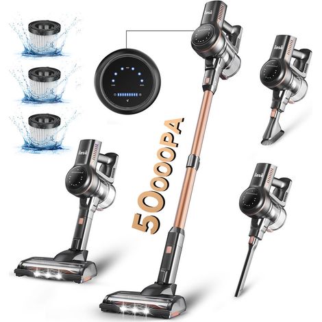 Akku-Staubsauger INSE S7P, goldfarben, leichter Handstaubsauger 6-in-1, 50 kPa. Batterielaufzeit: 55 Minuten, 65 dB, 265 Watt, Wassertank 1 Liter.